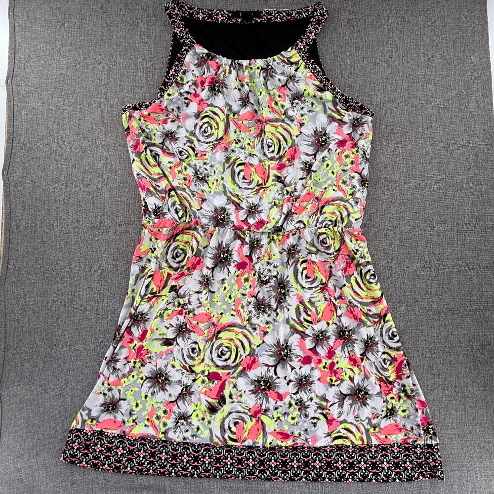 Style‎ & Co Sun Dress Sleeveless Floral Abstract Roses Scoop Neck Large